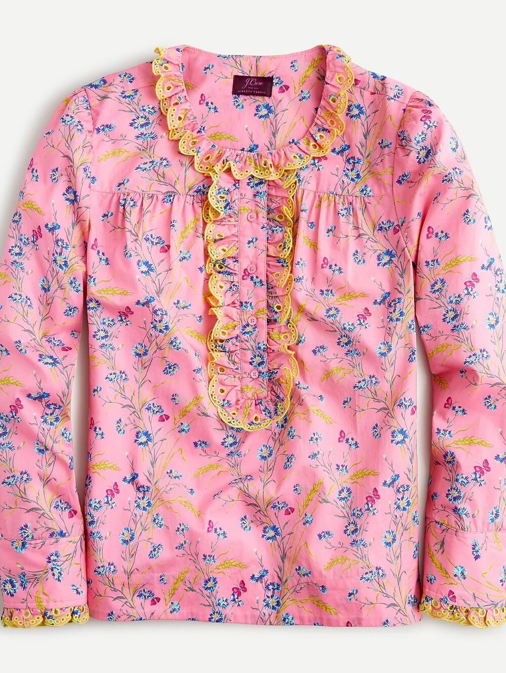 JCrew - Cotton poplin ruffle blouse in Liberty Wheat Bouquet floral - Large